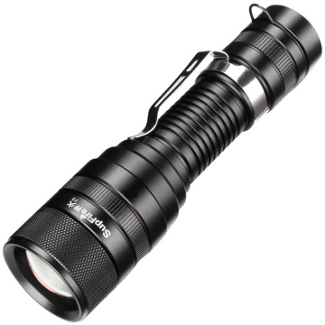 Supfire china factory high power 10W 1100lumens Zoomable Led Flashlight 5 Modes With Belt Clip camping led flashlight